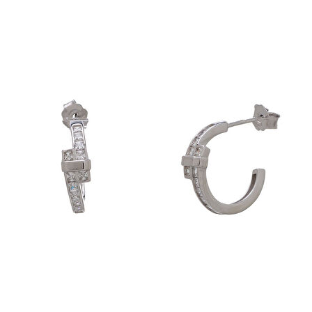 925 Ayar Gümüş Zirkon Taşlı Kadın Halka Küpe