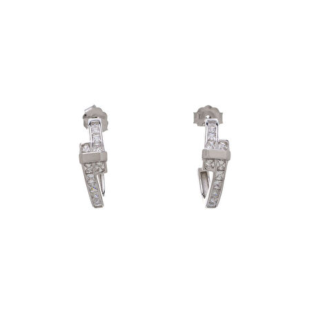 925 Ayar Gümüş Zirkon Taşlı Kadın Halka Küpe