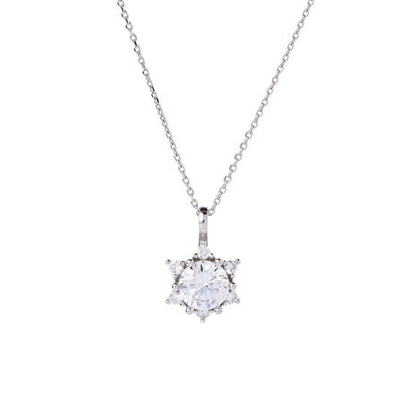7 mm Zirkon Taşlı Lotus-Çiçek Model 925 Ayar Gümüş Üçlü Kadın Takı Seti