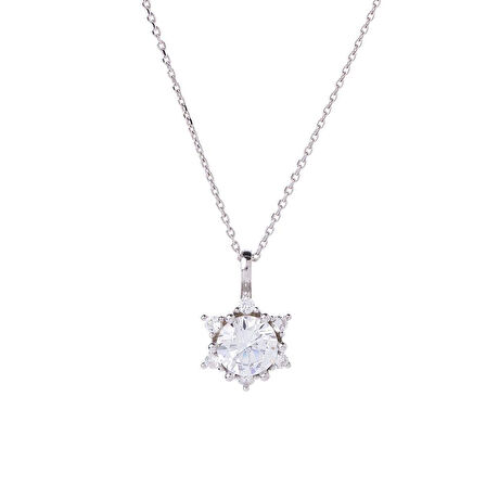 7 mm Zirkon Taşlı Lotus-Çiçek Model 925 Ayar Gümüş Üçlü Kadın Takı Seti