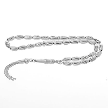 5*9 MM Arpa Kesim  925 Ayar Gümüş Tesbih