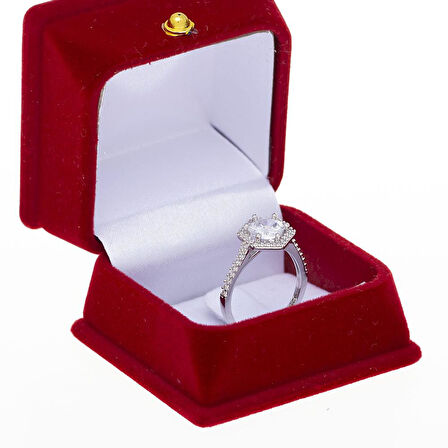 7mm Zirkon Taşlı Altıgen Model 925 Ayar Gümüş Kadın Tektaş Yüzük 