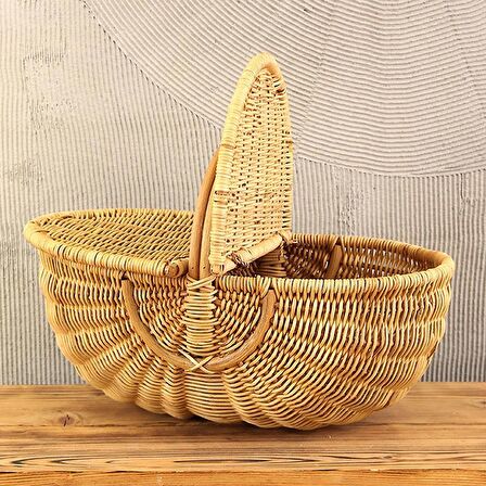 Bohem Large Boy Piknik Sepeti, Brunch Sepeti, Dekoratif Sepet, Iskandinav, Modern, Rattan