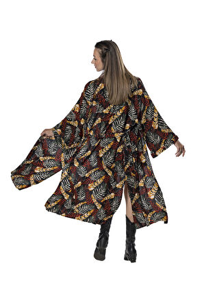 Özel Tasarım Pamuk Viskon Uzun Kimono - Amazon