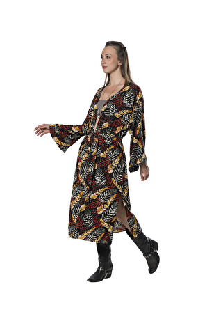 Özel Tasarım Pamuk Viskon Uzun Kimono - Amazon