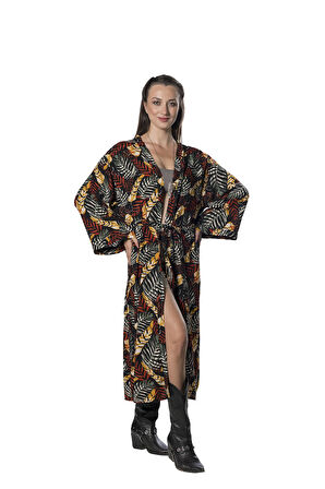 Özel Tasarım Pamuk Viskon Uzun Kimono - Amazon