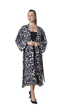 Özel Tasarım Krep Viskon Uzun Kimono - Dama