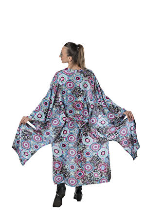 Özel Tasarım Pamuk Viskon Uzun Kimono - Mandala