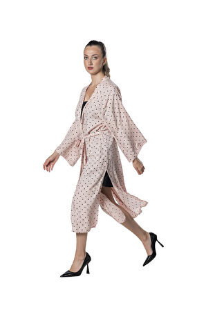 Özel Tasarım Viskon Keten Uzun Kimono - Puan