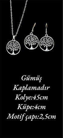 Nostaljik Bohem Tasarım Vintage Stil Kolye ve Küpe Set - Ağaç