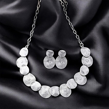 Nostaljik Bohem Tasarım Vintage Stil Kolye ve Küpe Set - Daire