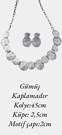 Nostaljik Bohem Tasarım Vintage Stil Kolye ve Küpe Set - Daire