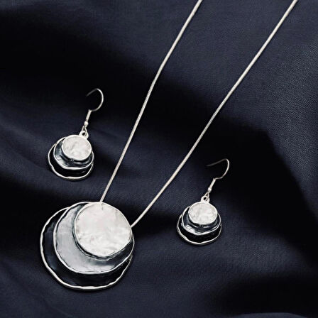 Nostaljik Bohem Tasarım Vintage Stil Kolye ve Küpe Set - Renkli