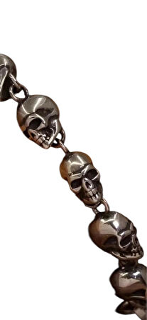 Gotik Tarz Unisex Skull Bileklik Kurukafa Detaylı Gümüş Kaplama Bileklik