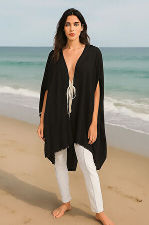 Handmade Önden Bağlamalı Kimono Tarzı Plaj Pareo Elbise Tunik
