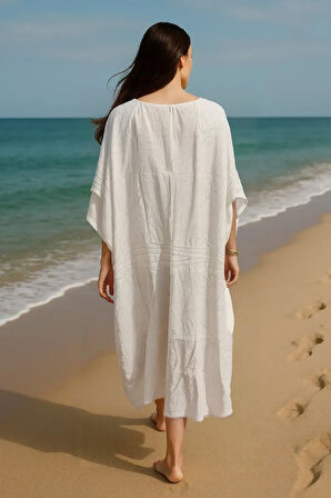 Handmade Önden Bağlamalı Kimono Tarzı Plaj Pareo Elbise Tunik