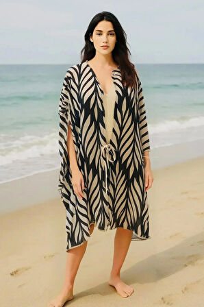 Handmade Önden Bağlamalı Kimono Tarzı Plaj Pareo Elbise Tunik