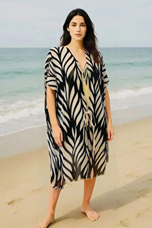 Handmade Önden Bağlamalı Kimono Tarzı Plaj Pareo Elbise Tunik