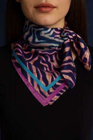 Zebra Desenli Saten Fular Bandana Gavroş