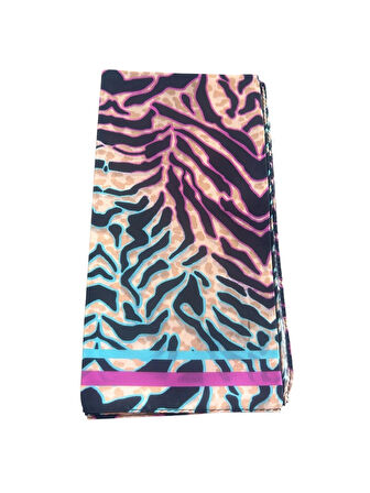 Zebra Desenli Saten Fular Bandana Gavroş