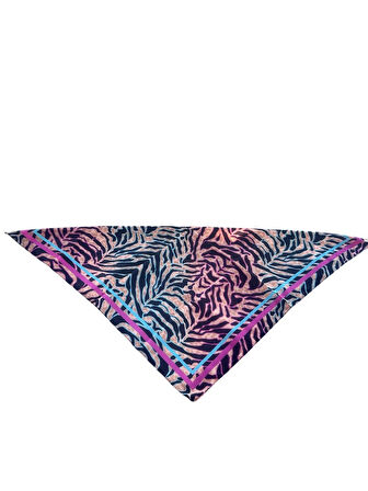 Zebra Desenli Saten Fular Bandana Gavroş
