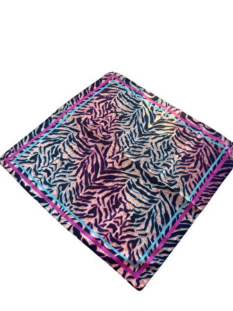 Zebra Desenli Saten Fular Bandana Gavroş