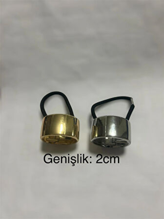 Metal Görünümlü Akrilik içi Lastikli At Kuyruğu Tokası-2cm-Gümüş