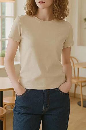 Regular Bisiklet Yaka %100 Pamuk Basic T-Shirt – Yumuşak Cilt Dostu