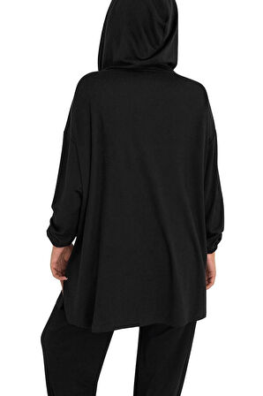 Yumuşak ve Esnek Dokulu Modal Scuba Kumaş Uzun Kollu Kapüşonlu Fermuarlı Takım