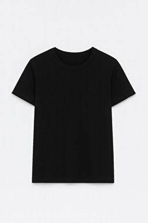 Yumuşak ve Esnek Dokulu Modal Scuba Kumaş Kısa Kollu Bisiklet Yaka Kadın T-Shirt