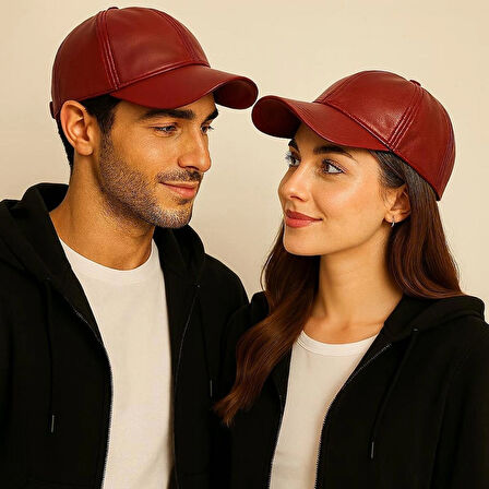 %100 PU Deri Şık ve Ayarlanabilir Unisex Deri Kep Kadın/Erkek Deri Şapka Spor Model