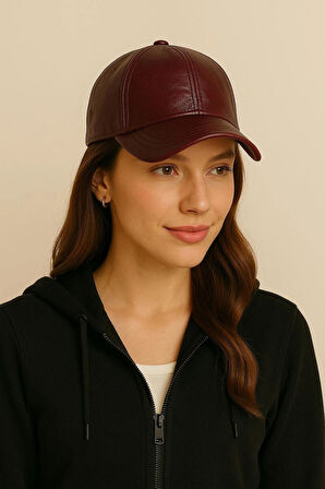 %100 PU Deri Şık ve Ayarlanabilir Unisex Deri Kep Kadın/Erkek Deri Şapka Spor Model