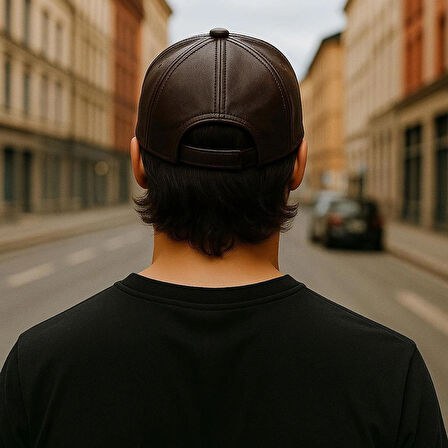 %100 PU Deri Şık ve Ayarlanabilir Unisex Deri Kep Kadın/Erkek Deri Şapka Spor Model