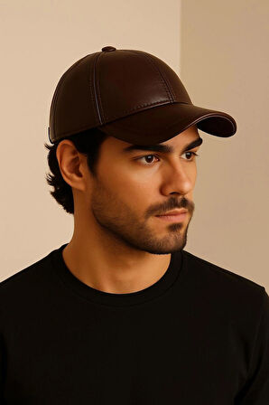 %100 PU Deri Şık ve Ayarlanabilir Unisex Deri Kep Kadın/Erkek Deri Şapka Spor Model