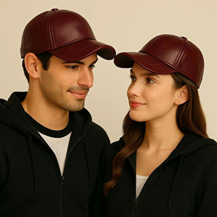 %100 PU Deri Şık ve Ayarlanabilir Unisex Deri Kep Kadın/Erkek Deri Şapka Spor Model