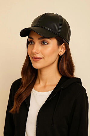 %100 PU Deri Şık ve Ayarlanabilir Unisex Deri Kep Kadın/Erkek Deri Şapka Spor Model