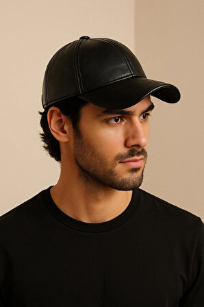 %100 PU Deri Şık ve Ayarlanabilir Unisex Deri Kep Kadın/Erkek Deri Şapka Spor Model