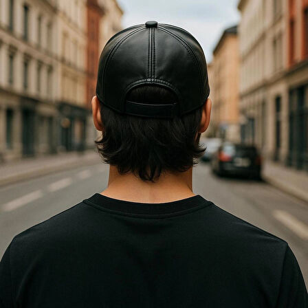 %100 PU Deri Şık ve Ayarlanabilir Unisex Deri Kep Kadın/Erkek Deri Şapka Spor Model