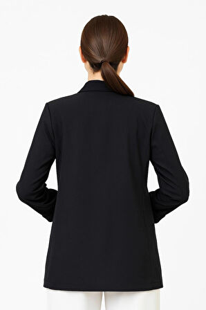 Likralı Truvakar Kol Şal Yaka Siyah Ceket