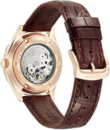 Citizen NH8393-05AC Erkek Kol Saati | 40.2 mm Rose Gold Kasa, Beyaz Kadran, Otomatik Mekanizma