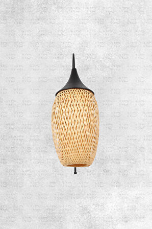 Boja Bambu Siyah Detay Aplik 23x37x60 cm İskandinav, Modern, Bohem, Rattan, Aydınlatma