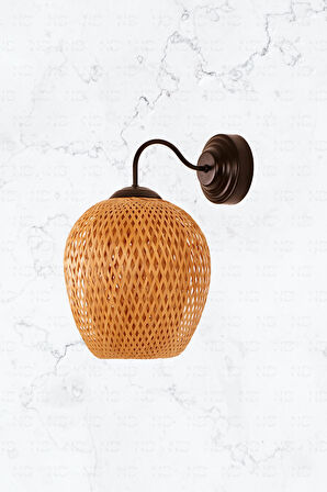 Boja Bambu Siyah Detay Aplik 25x25x40 cm İskandinav, Modern, Bohem, Rattan, Aydınlatma