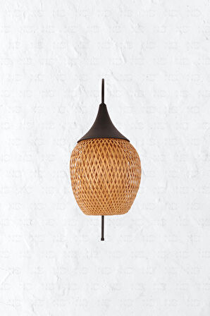 Boja Bambu Siyah Detay Aplik 25x25x60 cm İskandinav, Modern, Bohem, Rattan, Aydınlatma