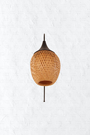 Boja Bambu Siyah Detay Aplik 25x25x60 cm İskandinav, Modern, Bohem, Rattan, Aydınlatma