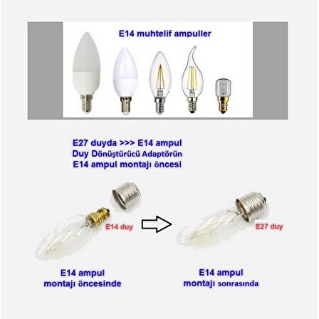 E27 - E14 Duy Dönüştürücü Adaptör, E27 Duyu E14 Duya Dönüştürücü 