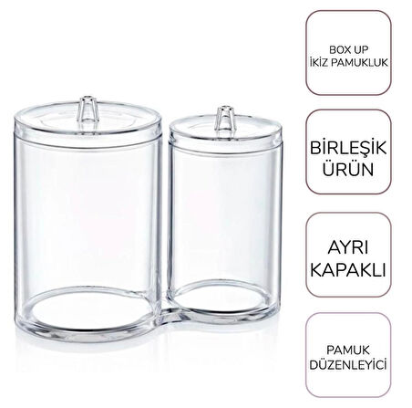 Makyaj Pamukluk Düzenleyici 2'Li Pamukluk Ve Kulak Çubuğu Organizeri Makyaj Düzenleyici Kutu