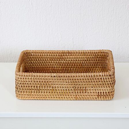 Bohem Kulplu Kare Dekoratif Kutu ve Sepet 30x20x9,5 - Iskandinav, Modern