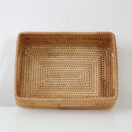 Bohem Kulplu Kare Dekoratif Kutu ve Sepet 36x26x11- Iskandinav, Modern