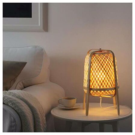 Knixhult Bohem Bambu Masa Lambası, Yer Lambası 35 CM - İskandinav, Modern, Rattan, Aydınlatma