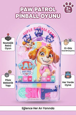 Pinball Oyunu Paw Patrol Nostaljik Retro Eğitici El Oyunu Pilsiz 2+ Yaş Çocuk Oyuncak